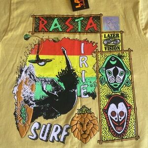 Laser Vision vintage 1988 surf shirt yellow color made in USA size XL